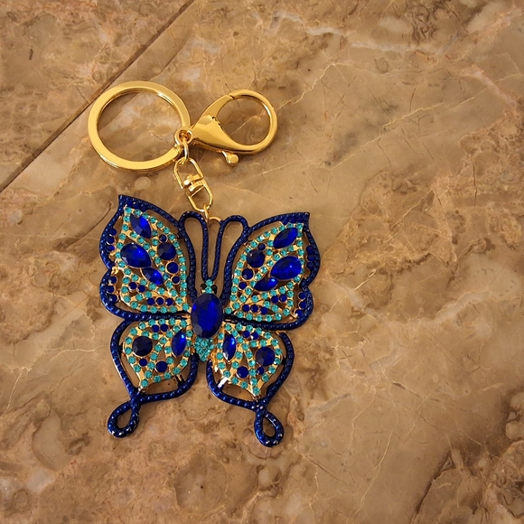 💥SALE💥Butterfly Rhinestone & Jeweled Keychain New - Picture 1 of 3